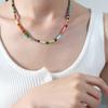Boho Style Handmade Natural Stone Beaded Necklace Women Geometric Rainbow Pendant Minimalist Fashion Jewelry