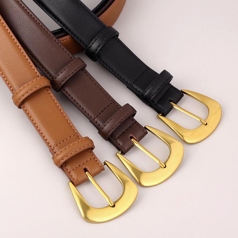Womens Genuine Leather Belt With Pin Buckle For Casual Jeans Fashion Accessory