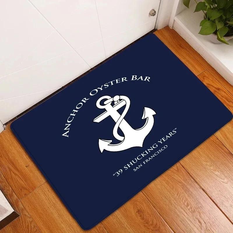 Nautical Anchor Door Mat Modern Home Outdoor Living Room Decor Anti-slip Entrance Floor Carpet Washable Hallway Bath Kitchen Rug