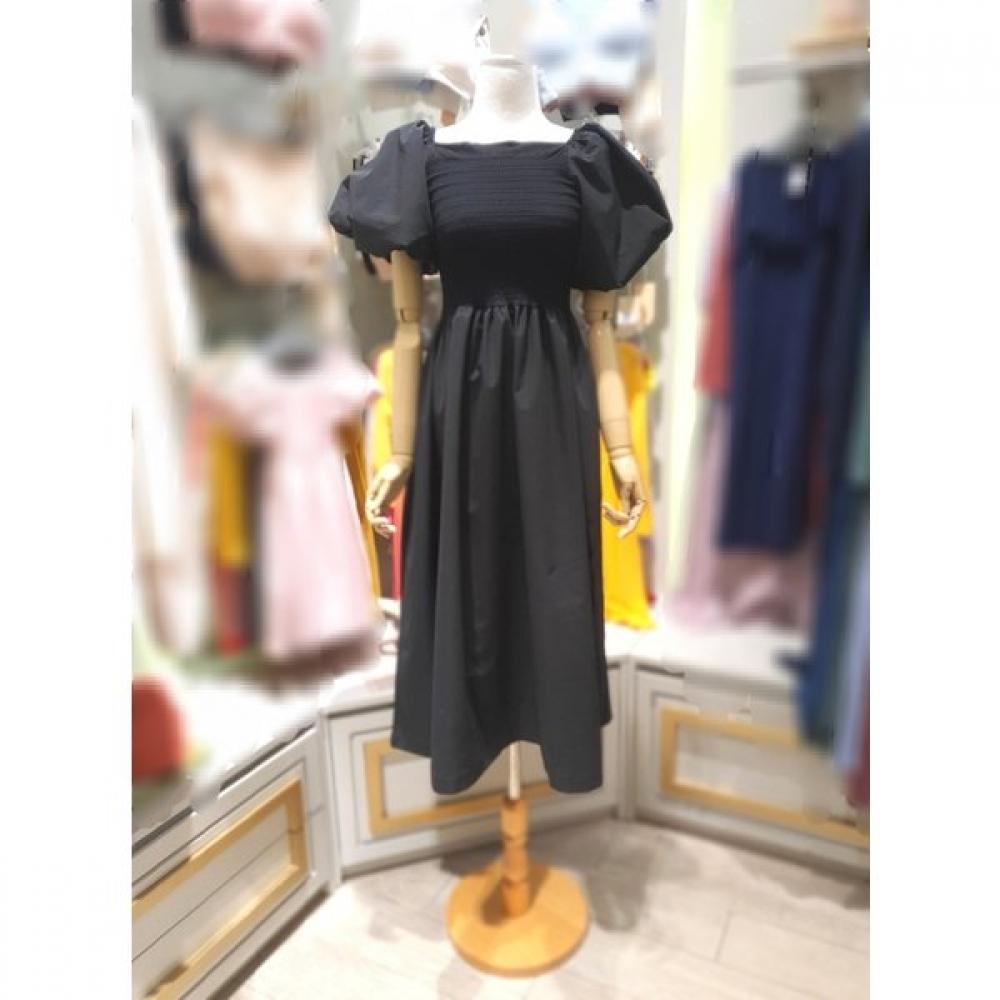 Smocking Banding Puff Dress  Momki  Nfwsd1200 FREE/BLACK