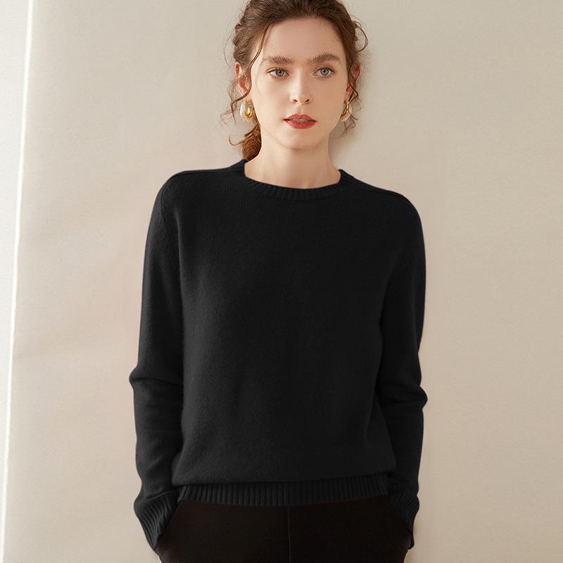 Women's Cashmere Knit Sweater: Cozy Loose-Fit Round Neck for Autumn/Winter
