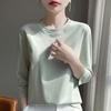Summer Short-Sleeved T-Shirt Women's Round Neck Seven-Point Sleeves Loose Mercerized Half-Sleeve Shirt New T-shirt