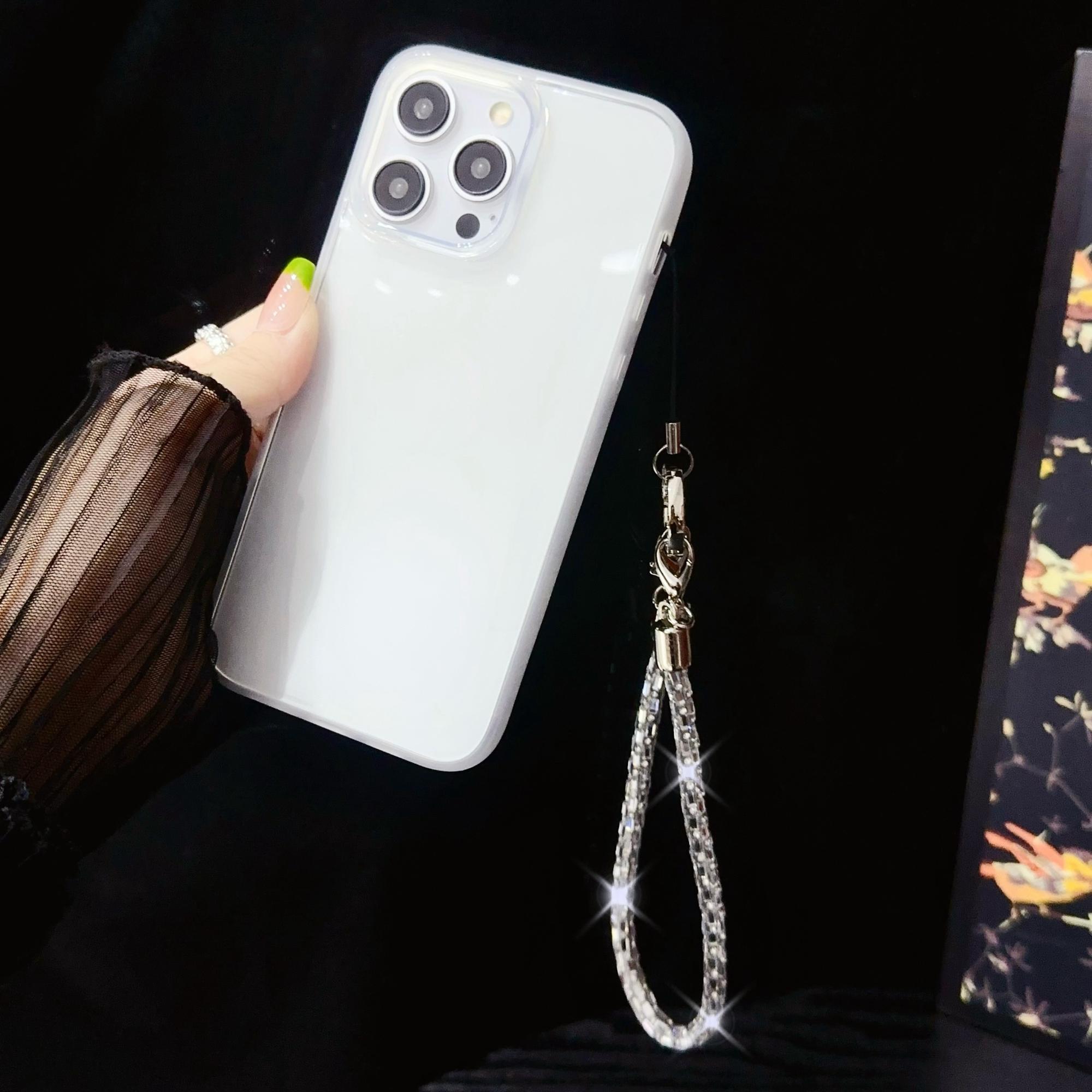 

Phone Wrist Strap Lanyard Hand Strap Square Rhinestones Decor,Length: 25cm Crystal White