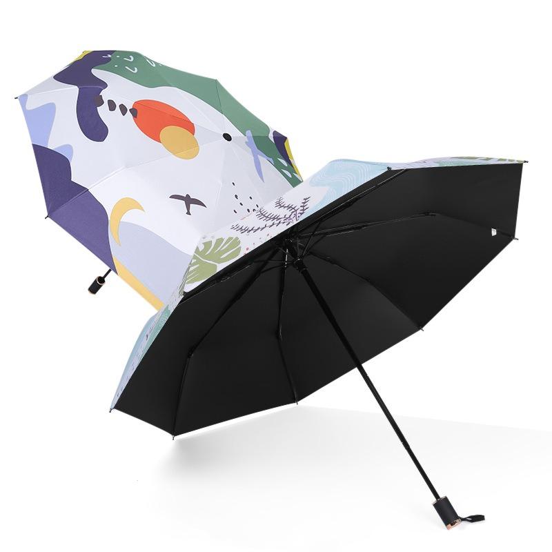 Industrial New Vinyl Women's Weather and Rain Sunscreen Umbrella Illustration Umbrella Children's Umbrella Automatic Brush