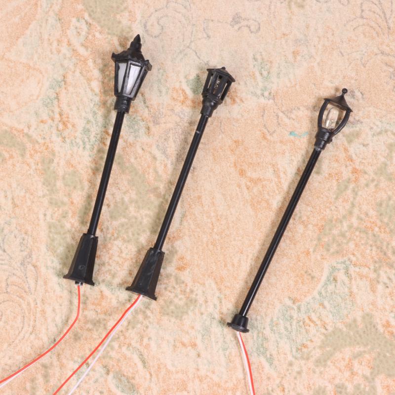 10Pcs Railway Bonsai Micro Landscape Decor For Rail And Building Layout Model Railway Lamppost Led Park Lanterns Lamps