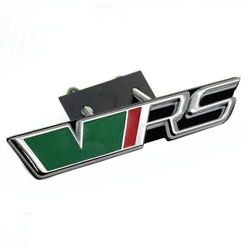 JIYQ3 VRS Logo Car Front Grille Emblem Metal Badge Decoration for Skoda Octavia Rs Fabia Rapid Superb Kodiaq Yeti Citigo Vision Kodiak