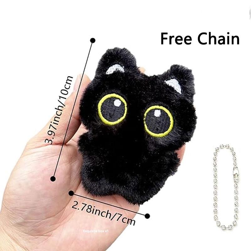 Cute Black Cat Plush Toy 10 Cm Small Doll Pendant Keychain Cartoon Soft Animal Stuffed Doll Backpack Bag Decoration Gift