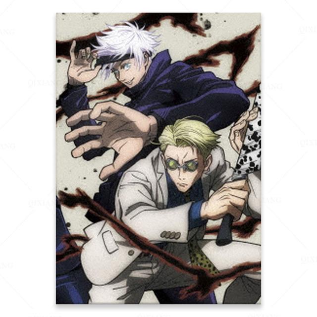 Solid Wood Frame Kento Nanami Satoru Gojo Jujutsu Kaisen Anime Canvas Painting Wall Art Poster Print Picture Living Room Decoration Home Decor