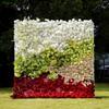 Uflower Artificial White & Red Rose Flower Wall Roll-Up Fabric Backdrop Wedding Event Party Decorations Curtain Floral Theme