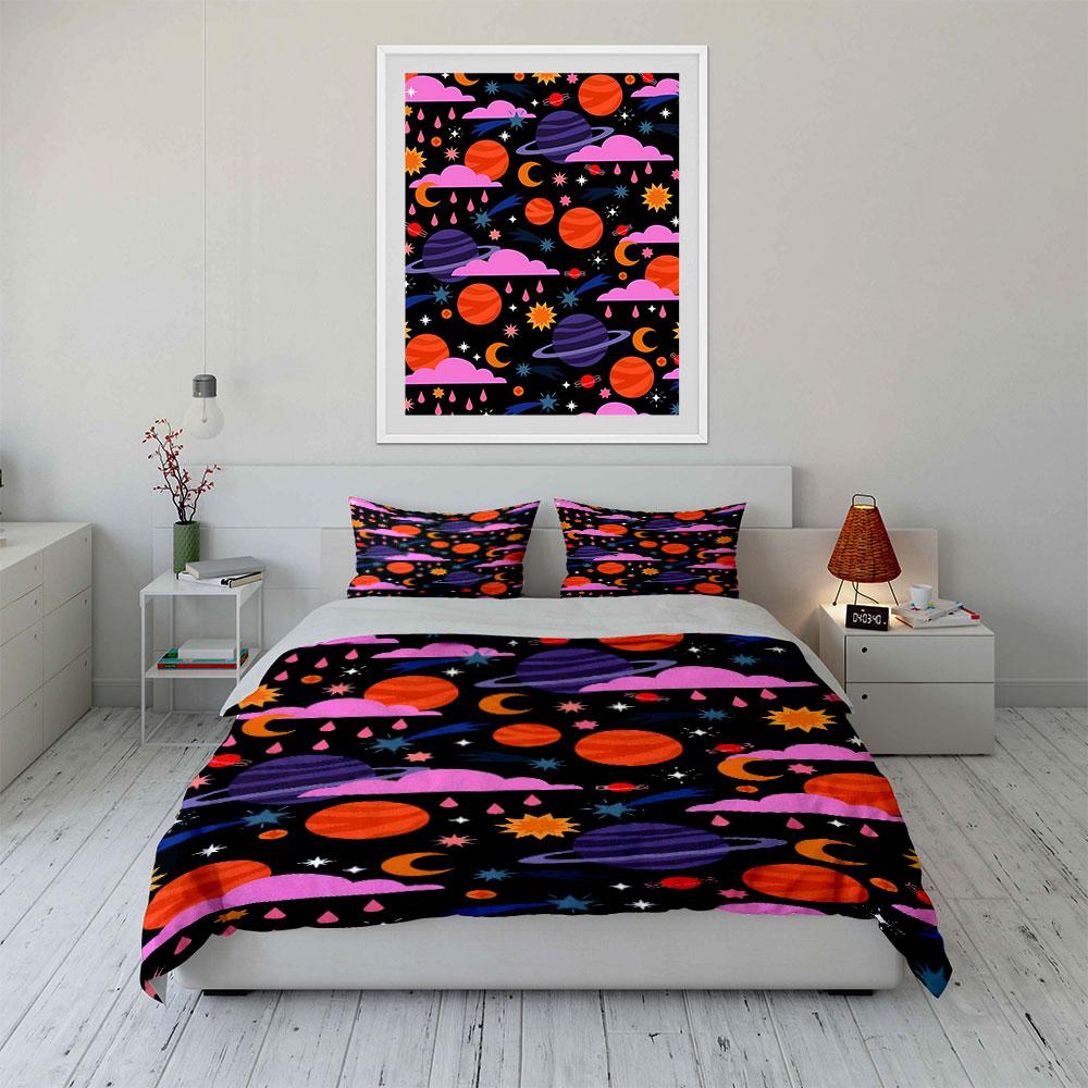 Planets, Stars, Moons, Clouds. Bedding Sets Duvet Cover Sets Duvet Covers Pillowcases(1 * Duvet Cover 2 * Pillowcases, Without Duvet Insert)