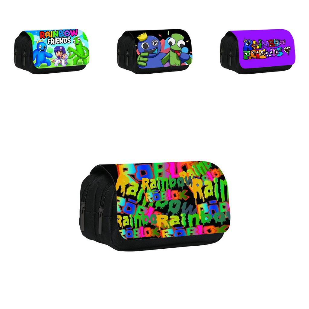 Rainbow Friends Double Layer Pencil Case With Large Capacity For Students And Kids