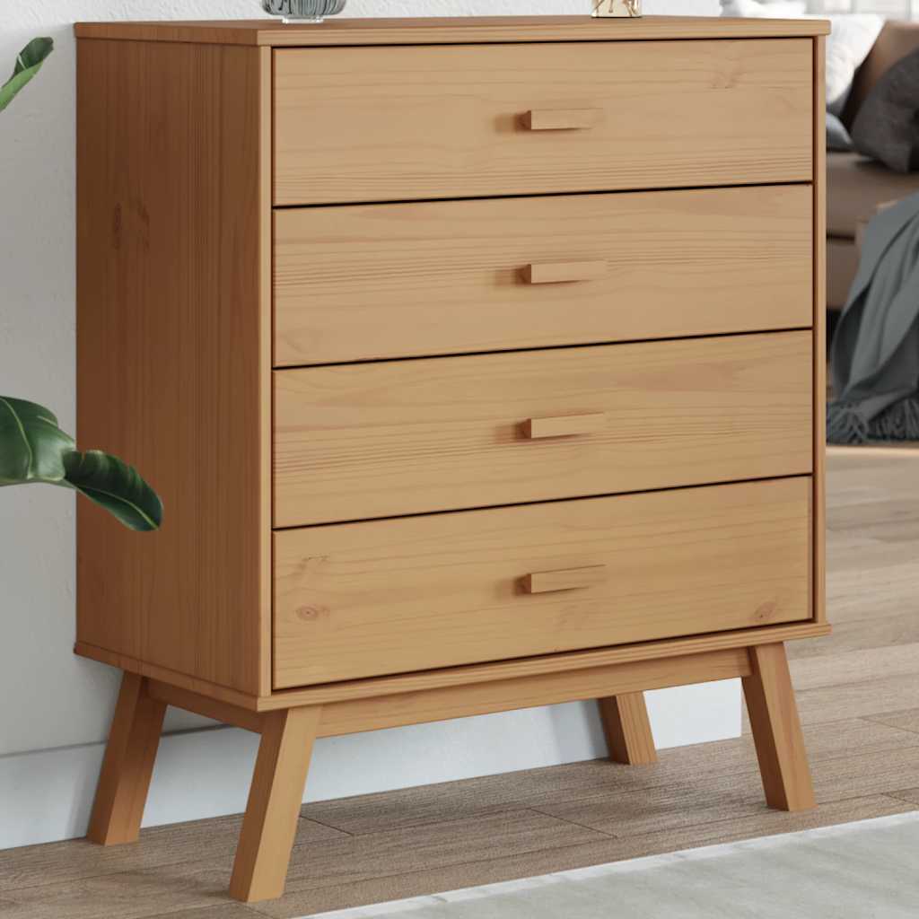 Vidaxl Olden Chest of Drawers, Brown, Solid Pine Wood