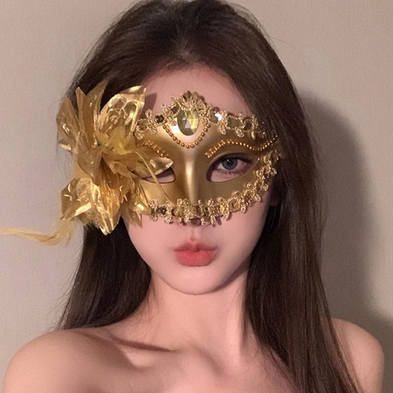 Halloweenská maska ​​Maska na půl obličeje Cos Dragon God Divoký Tiger Night Fork Tengu Man Wolf Mask Performance Skull Masks