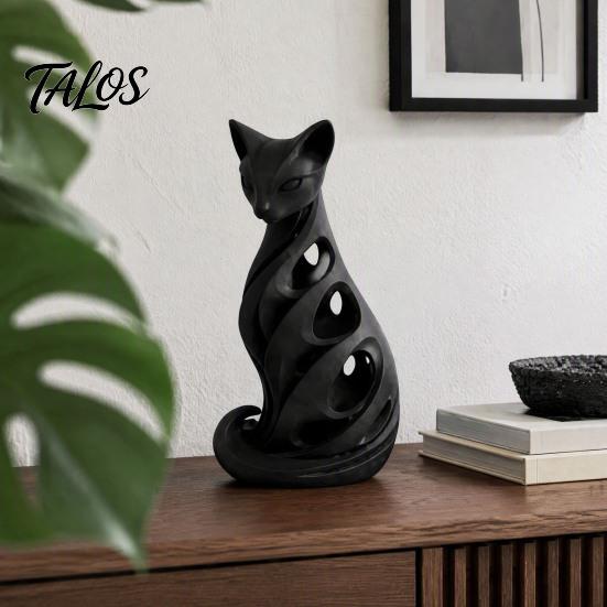 Birthday Presents for Friends 3D Printed Spiral Cat Figurine, Hollow Modern Abstract Sculpture Decorative Figurines Living Room Desk Shelf, Minimalist
