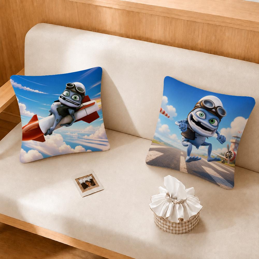 Character Crazy Frog Cushion Cover Soft Plush Cushion Covers Fluffy Throw Pillow Cases For Sofa Bedroom Home Decor