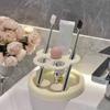 1 Stück Blumenform Acryl Elektrischer Zahnbürstenhalter Zahnpasta Aufbewahrungsregal Make-up Pinsel Aufbewahrungsregal Badezimmer Desktop Organizer