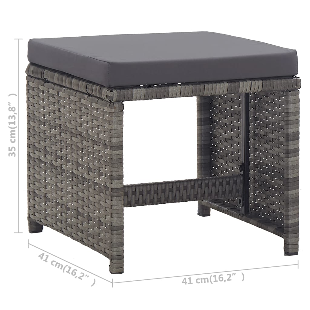 17 piece Garden Dining Set with Cushions Poly Rattan Grey