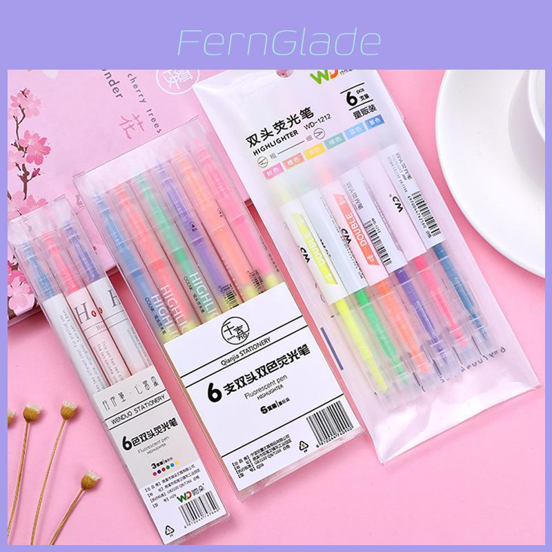 Colorful Double-headed Highlighter Set For School Office Supplies Cute Stationery