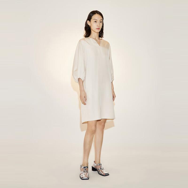 

LESS 2023 Summer Silk Blend Short-Sleeve Pullover Dress XS