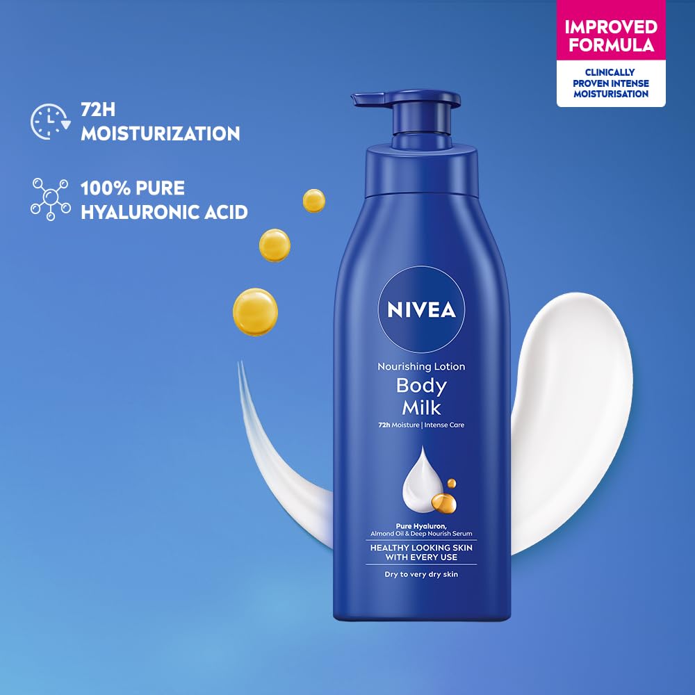 Nivea Nourishing Body Milk 400ml Body Lotion with Hyaluronic Acid | 72Hr Hydration | Deep Moisture Care for Very Dry Skin