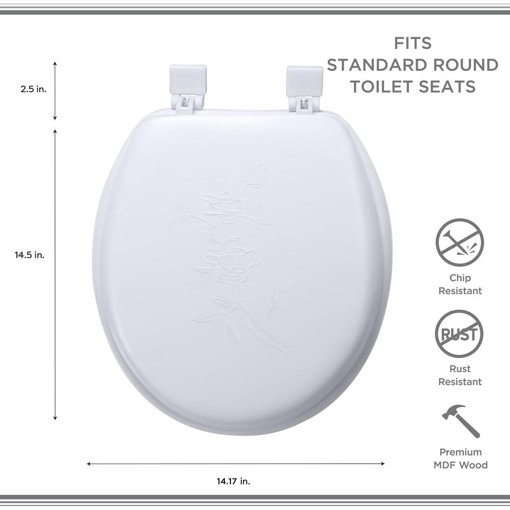 Extra Soft Vinyl Round Toilet Seat with Adjustable Non-Slip Hinges Easy Installation Decorative Comfortable Standard Size Toilet