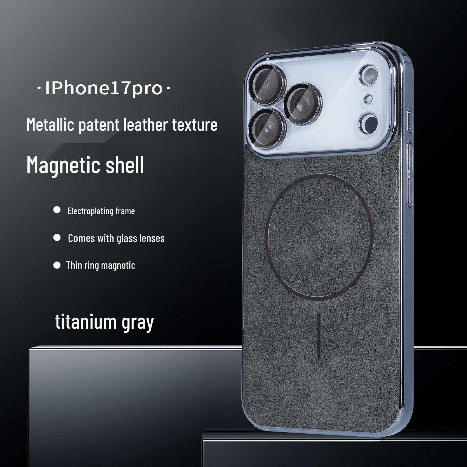 

Magnetic Leather Texture Metal Paint Phone Case for iPhone 17 Pro Max, 16 Pro & Apple 15 17