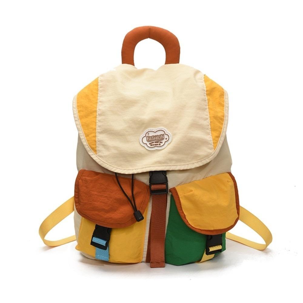 Color Matching 2 Sizes Parent-Child Bags Large Capacity Korean Style Drawstring Schoolbag Nylon Multi-Pocket Kids Backpack