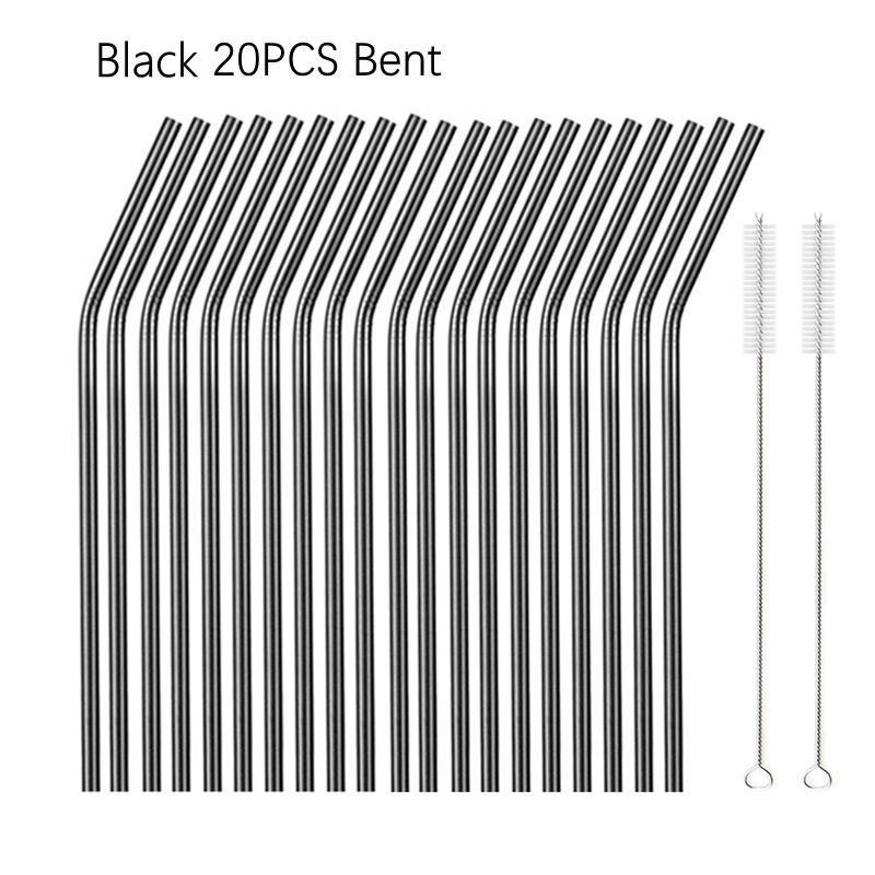 6*215mm 10 Colors Eco-friendly Reusable Metal Straws Set 304 Stainless Steel Drinking Straw Cocktail Party Favor Bar Accessory