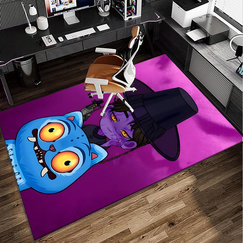 Colorful Kpop cartoon Office Rug Chair Mat, Game Carpet, Suitable for Front Door, Bedroom, Living Room, Desk, Holiday Gift