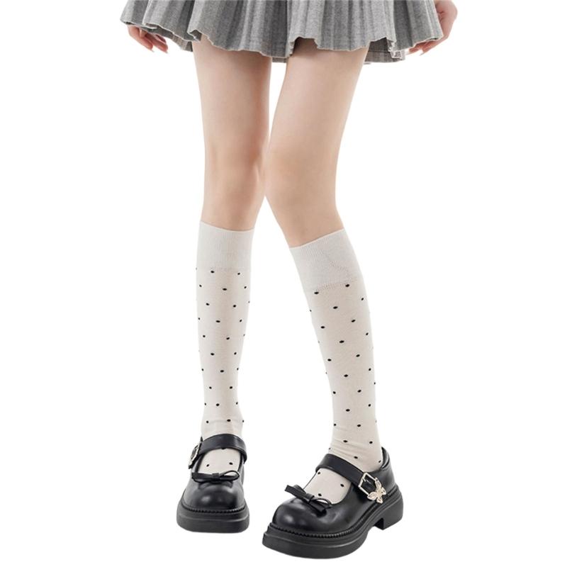 

Soft Breathable Cotton Knee Length Socks Fashion Long Calf Dress Sock Perfect For Cosplay And Casual Outfits бежевий