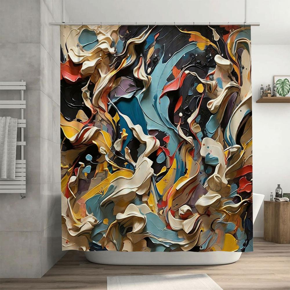 Abstract Wall Art Shower Curtain Modern Decorative Bathroom Curtains For Home Decoration In Multiple Colors