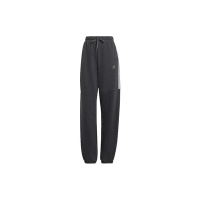 High-Waist Cuff Jogger Pants With Three-Stripe Logo Print Women Bottoms Grey HC2919