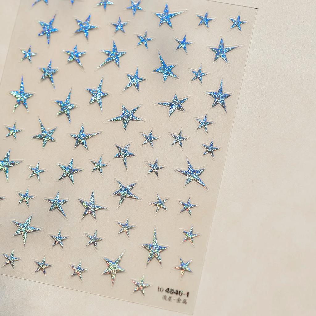 Gold Silver Love Star Moon Geometric Lines Necklace Stamping Retro Soft Self Adhesive Nail Art Sticker Manicure Decal