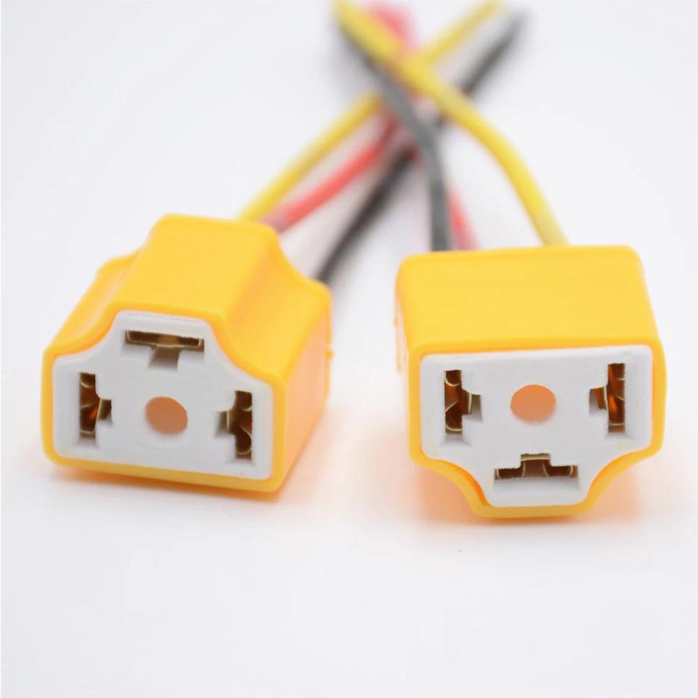 

2Pcs H4 Car Headlight Bulb Lampholder 3-hole Ceramic Wire Wiring Bulb Base Light Beam Socket Plug Auto Light Accessories жовтий