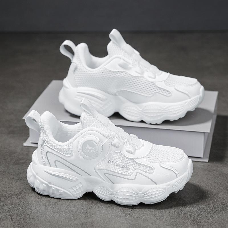 Kids' Breathable Mesh Rotating Buckle Sneakers Non-slip Chunky Casual Sports Shoes