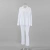 Fashion Style New Arrival Loose Long Sleeves Shirt Pants Pure Color Suit Homewear Shirt Long Pants Set