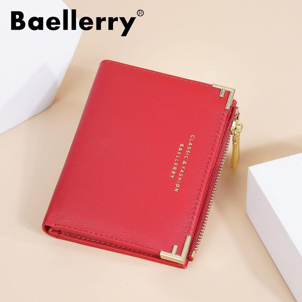 Women's Baellerry Bifold Wallet: Stylish Short Wallet with Zipper Coin Purse & Buckle