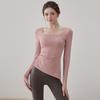 Youyou Women's Pleated Slim Fit Yoga Pilates Top