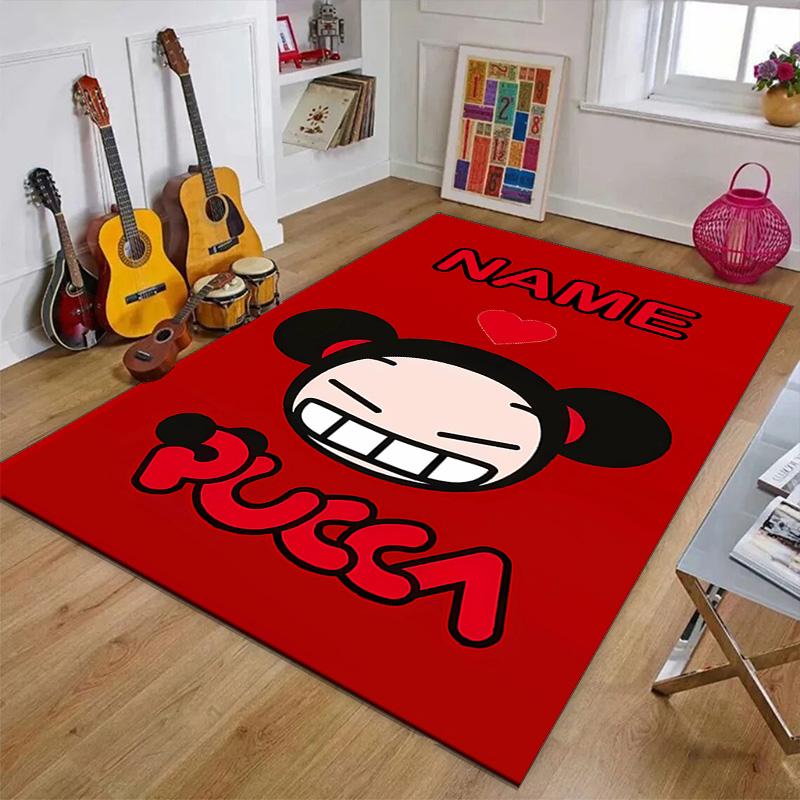 Custom PUCCA Mat Personalized Name, Polyester Washable Indoor Entryway Rug, Gift for Christmas, Easter, Thanksgiving Day