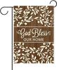 Christian God Bless Our Home Decorative Garden Ag, Religious Leaves Botanical Family Small Yard Outside Decorations, Vinta AAS