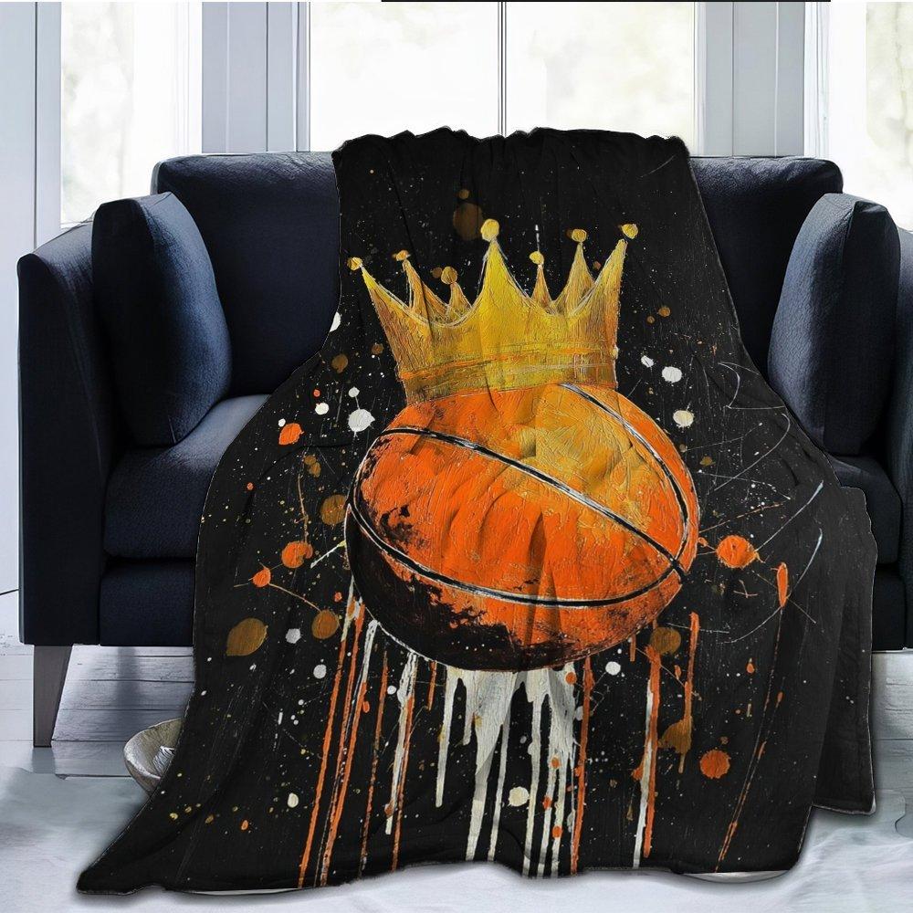 Basketball King Vector Art Flannel Printed Blanket Suitable for All Seasons Suitable for Living Room Office Sofa and Travel