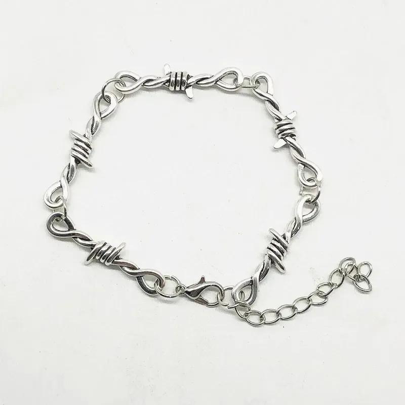 Punk Small Brambles Iron Unisex Bracelet for Women Men, Hip Hop New Gothic Style, Barbed Wire Small Thorn Bracelet Necklace Gift