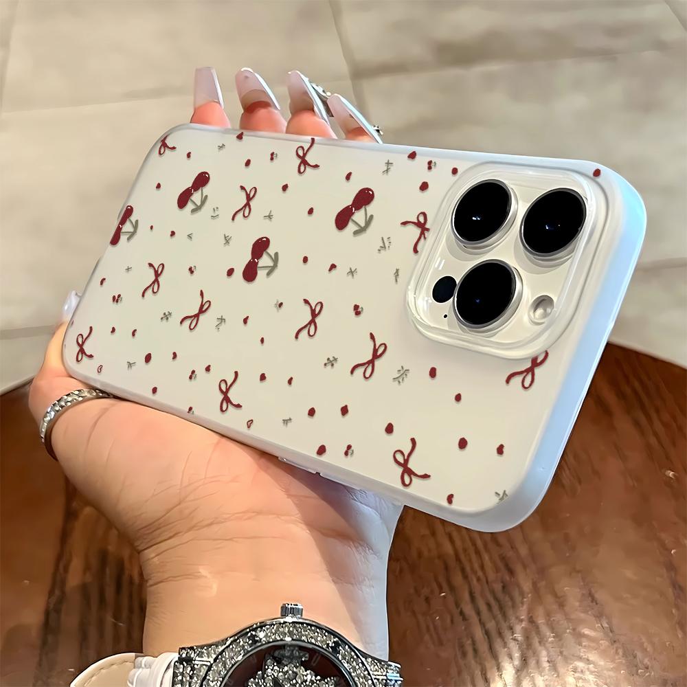 

Cherry With Bow Tie Patter Phone Case For IPhone 17 13 15 11 12 14 16 Pro Max Air Shockproof Transparent Cover Silicone iphone 11 Pro