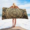 Telo Mare Nero e Oro con Motivo Mandala Protezione Solare e Antivento Adatto per Spiaggia Piscina Campeggio Viaggio Coperta da Spiaggia