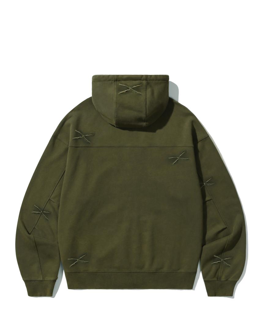 Trillion Domingo Pigment 2-Way Sweat Hoodie Zip-Up (Khaki)