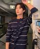 Mindbridge [Couture] Striped Round Semi-Overfit Cardigan