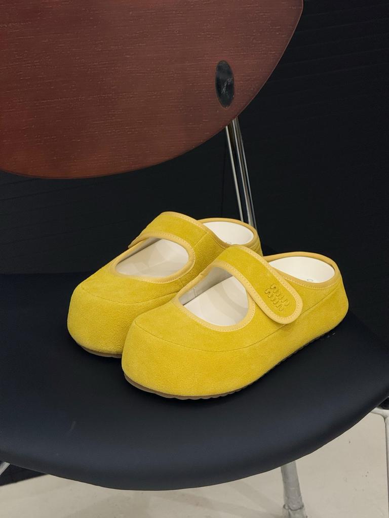 Leather Velcro Mary Jane Shoes Slippers Women's 2025 Summer New Baotou Soft Sole Platform Versatile Cool Slippers