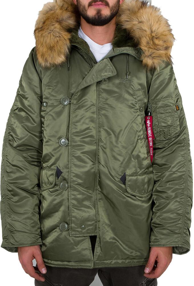 Зимняя куртка Alpha Industries N3B Fliegerparka (100106) зеленая (100106-01)