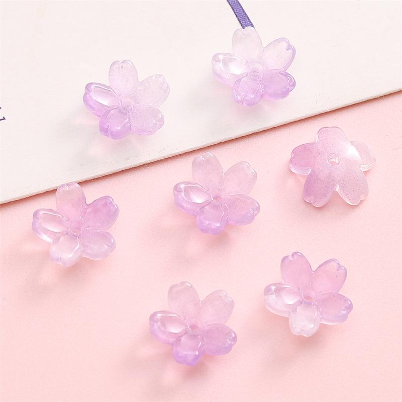 Glass Gradient Cherry Blossom Three-dimensional Accessories Beading Accessories Handmade Diy Bracelet Spacer Beads Accessories Strings Loose Beads
