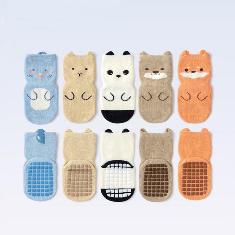 Kids Non-Slip Socks Cute Cartoon Pattern Baby Boys Girls Floor Socks Comfortable Breathable for Toddler Children Spring